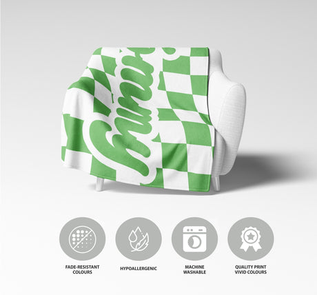 Personalised Custom Name Colour Retro Vans Check Soft Warm Fleece Blanket Decor