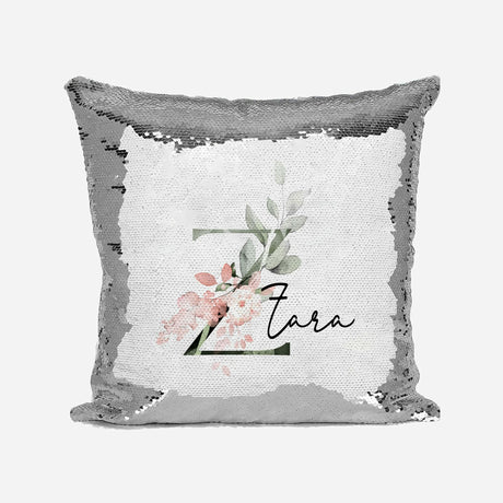 Personalised Gentle Botanical Blush Sequin Magic Cushion Cover + Pillow Kids