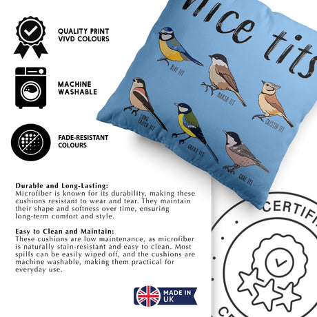 Nice Birds Prank Funny Cheeky Naughty Novelty Soft Square Fill Zip Cushion Throw