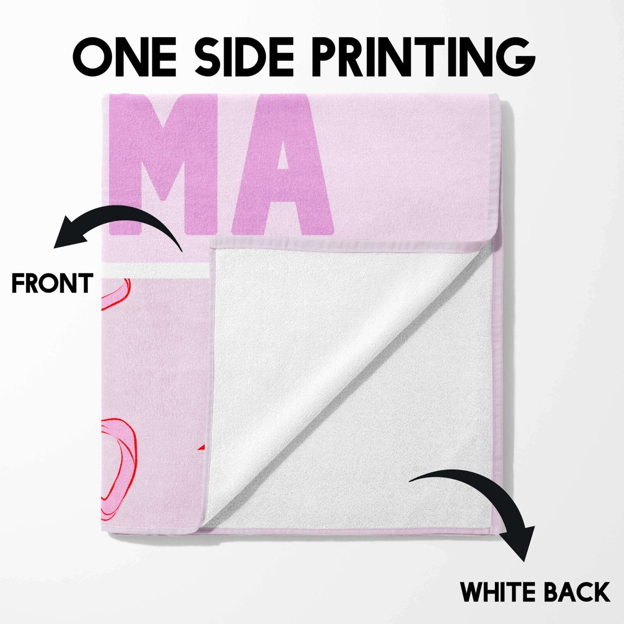 Personalised Name Pink Bows Design Printed Absorbent Beach Bath Sheet Towel