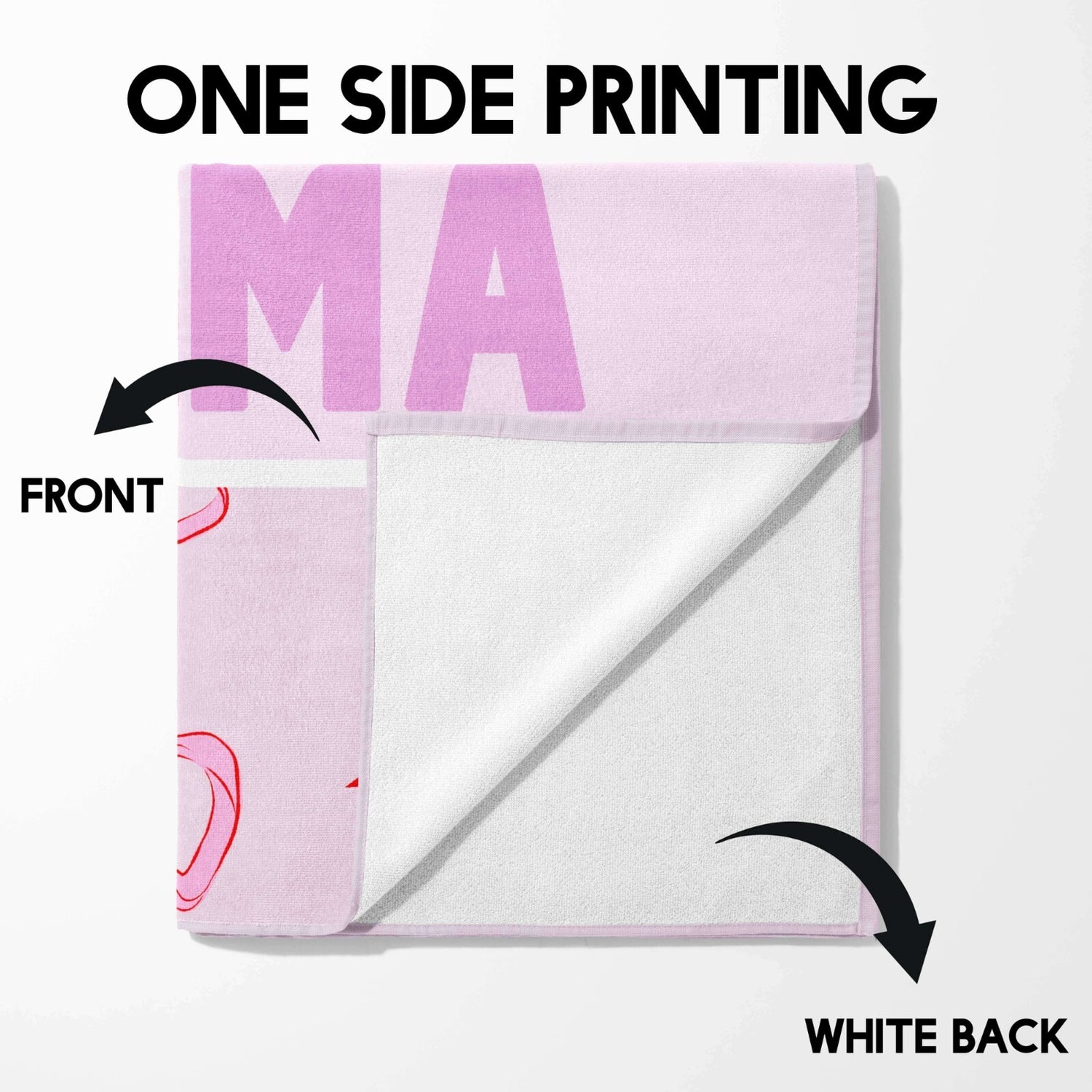 Personalised Name Pink Bows Design Printed Absorbent Beach Bath Sheet Towel