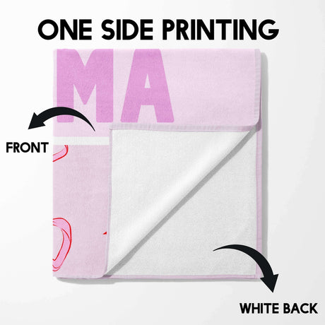 Personalised Name Pink Bows Design Printed Absorbent Beach Bath Sheet Towel