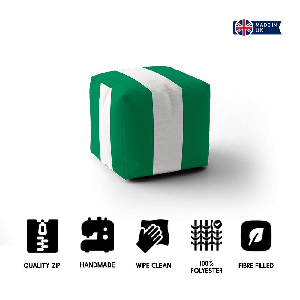 Nigeria Flag Design Ottoman Filled Pouffe Footrest Washable Cover Custom Gift