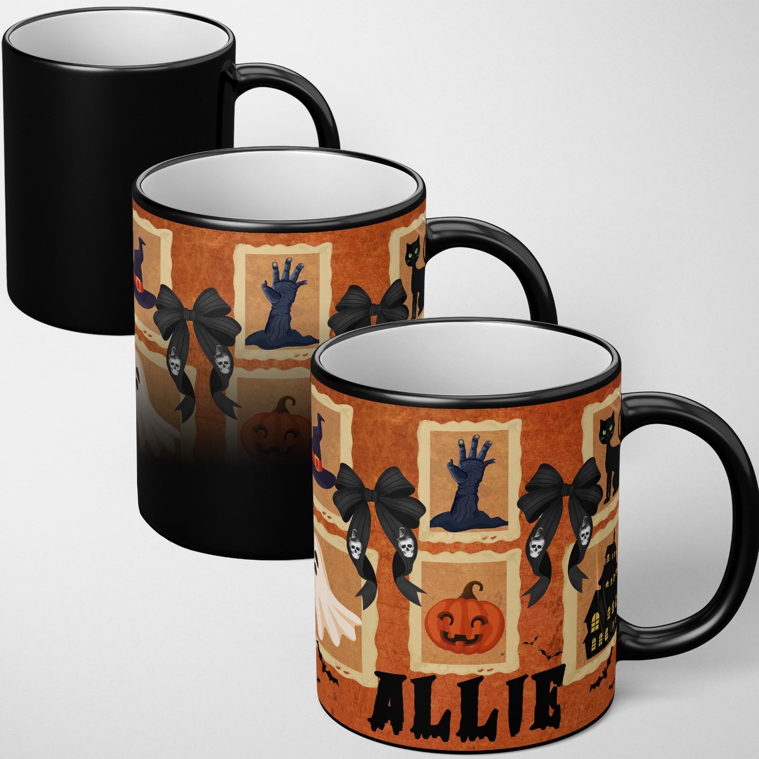 Halloween Spooky Personalised Custom Name Heat Sensitive Colour Changing Mug