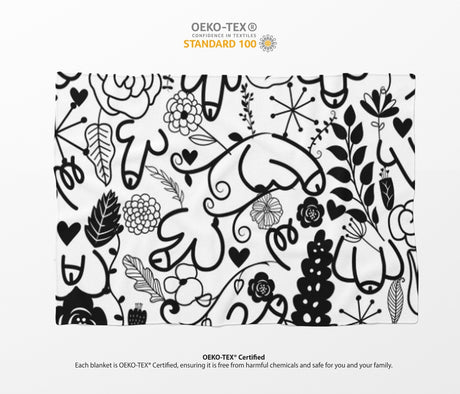 Floral Willy Pattern Rude Custom Colour Novelty Fleece Mink Blanket Throw Gift