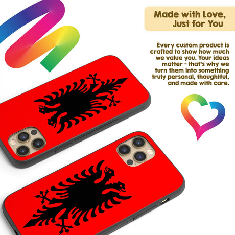 Albania Flag Design Patriotic iPhone Case Black TPU Cover Protector Custom Gift