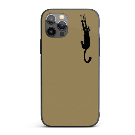 Black Cat Slipping Scratching Personalised Custom Cute Printed iPhone Black Case