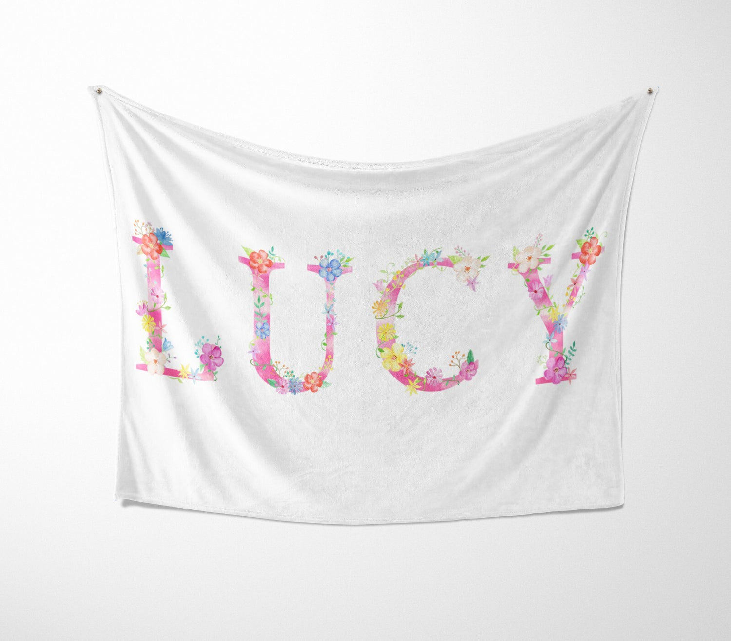 Personalised  Pink Floral Alphabet Novelty Soft Fleece Mink Blanket Gift Decor