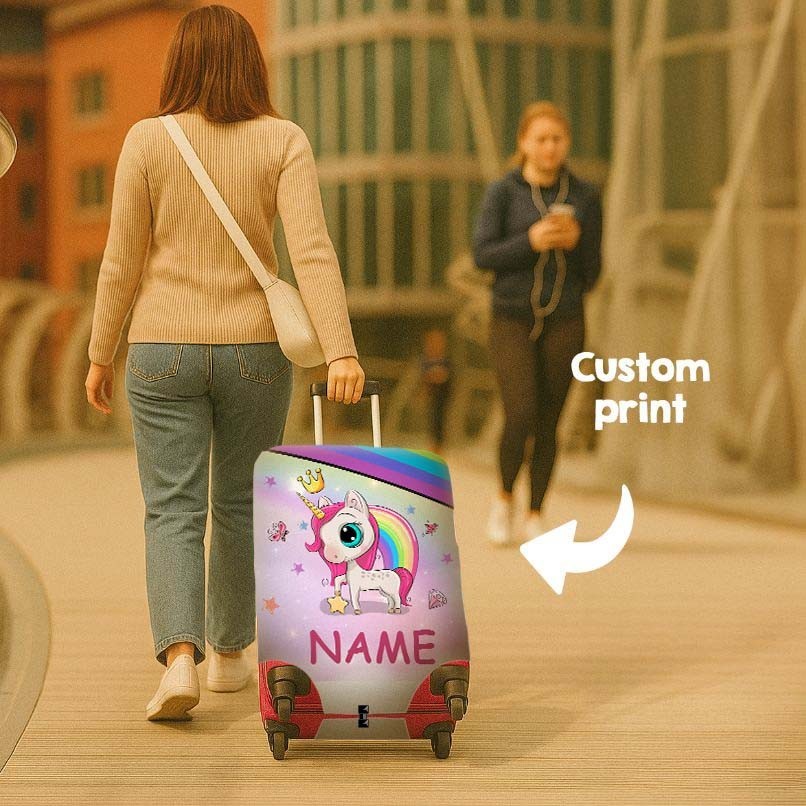 Unicorn Rainbow Gift Custom Name Luggage Cover Personalise Suitcase Protect Girl