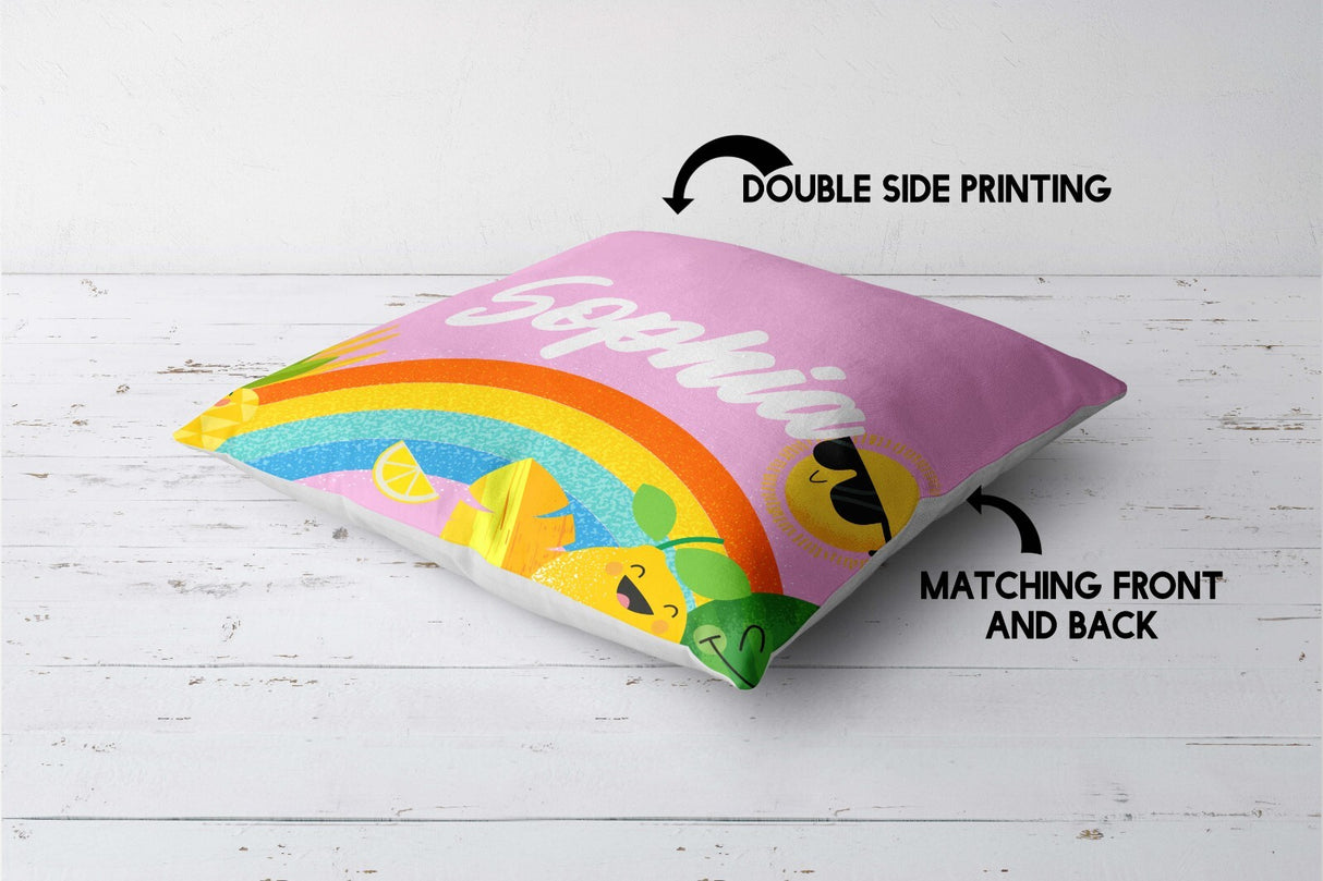 Personalised Custom Name + Colour Summer Tropic Square Fill Zipped Cushion Throw