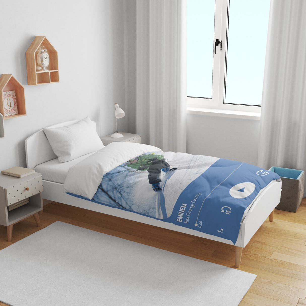 Upload Your Photo Music Player Custom Toddler Cot Bed Duvet Cover + Pillowcase