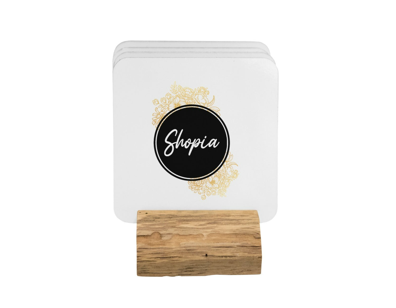 Black Circle Gold Floral Personalisable Name 11oz Mug And Coaster Set Option