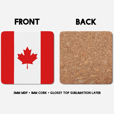 Canada Flag Canadian Design Coffee Tea Mug Cup Set Coaster - Gift Him Her Custom
