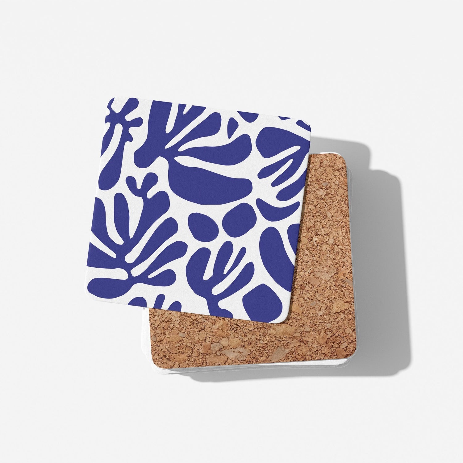 Blue Matisse Leaves Art Coffee Custom Tea Mug Coaster Set Option Gift Him Her