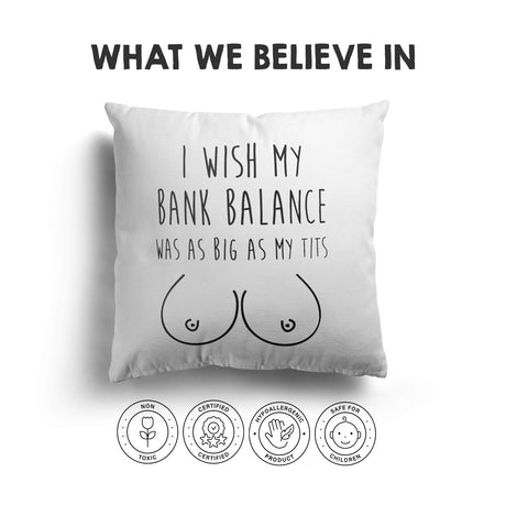 My Bank Balance Custom Colour Rude Funny Novelty Square Filled Cushion Decor