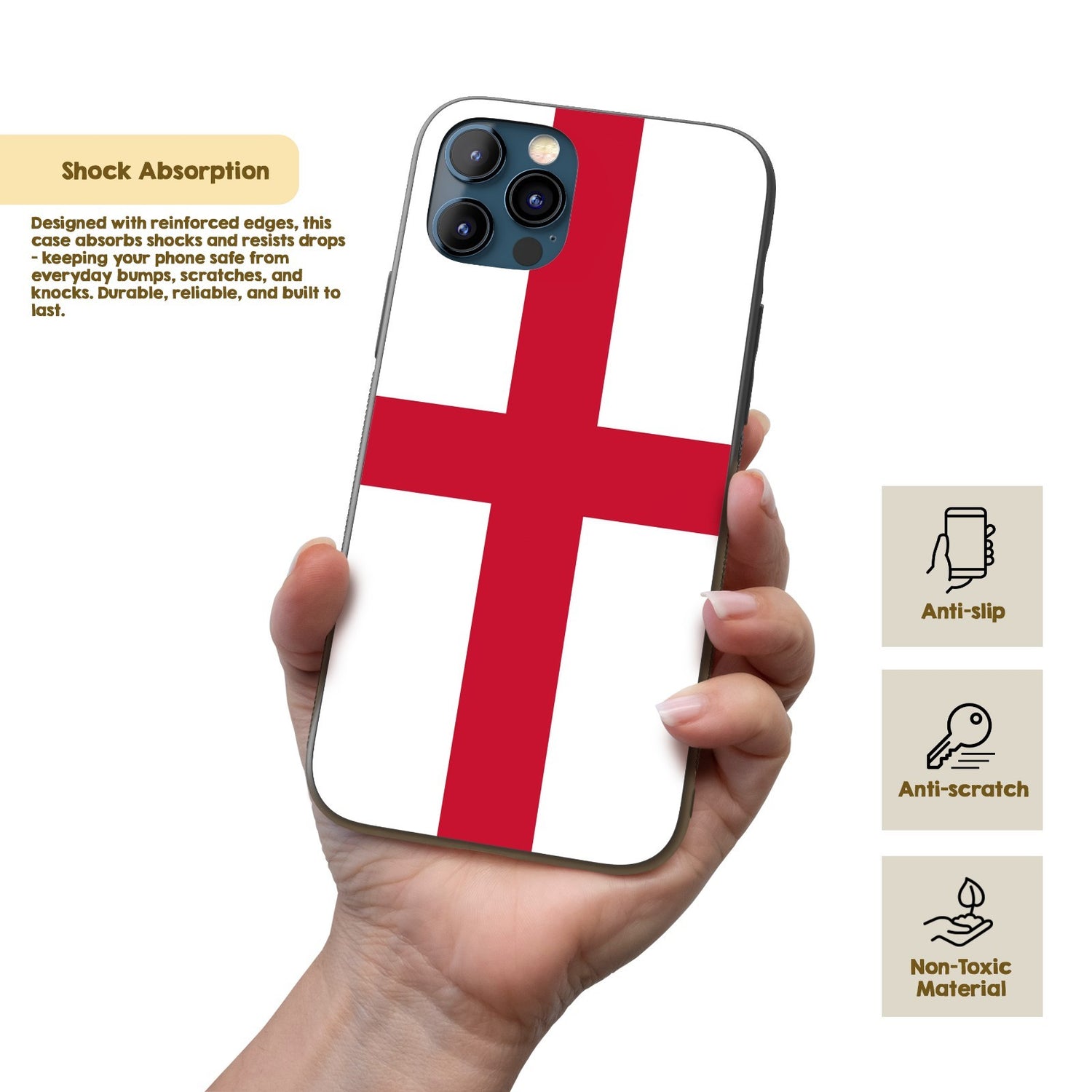 England Flag St George's Cross Custom Printed iPhone Case - Black TPU Cover