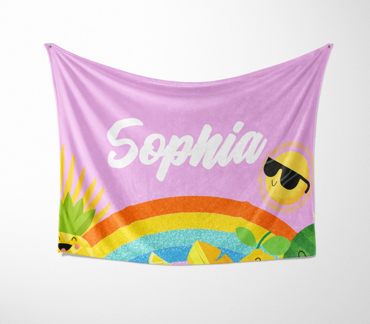 Personalised Custom Name + Colour Summer Design Soft Warm Fleece Blanket Decor
