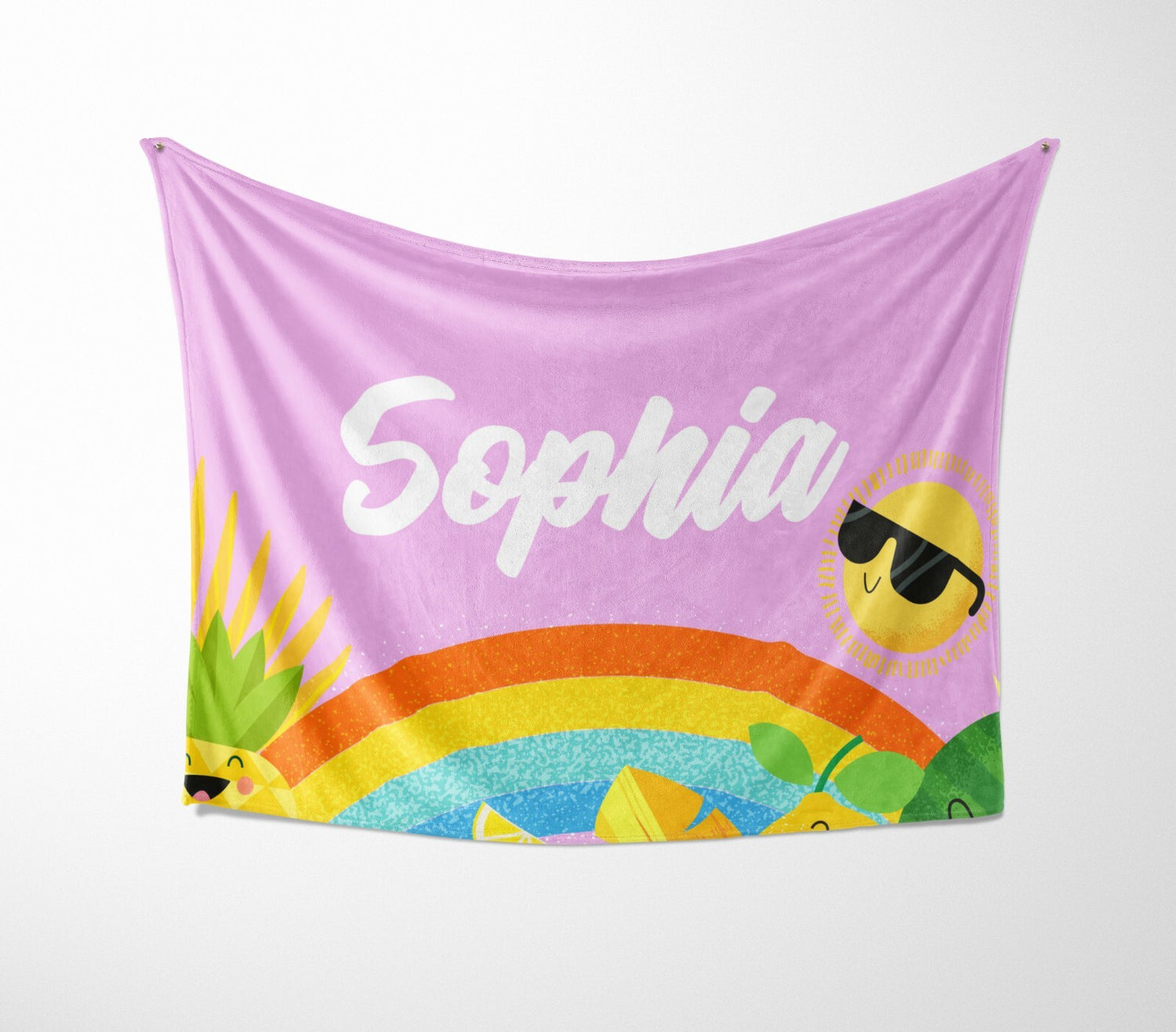 Personalised Custom Name + Colour Summer Design Soft Warm Fleece Blanket Decor