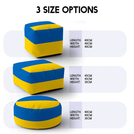 Ukraine Flag Patriotic Ottoman Filled Pouffe Footrest Washable Cover Custom Gift