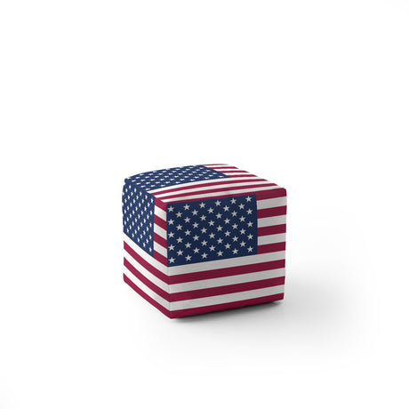 USA Flag America Ottoman Filled Pouffe Footrest Washable Cover Custom Made Gift