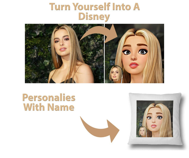 Personalise Yourself Cartoon Character Filled Cushion Cover