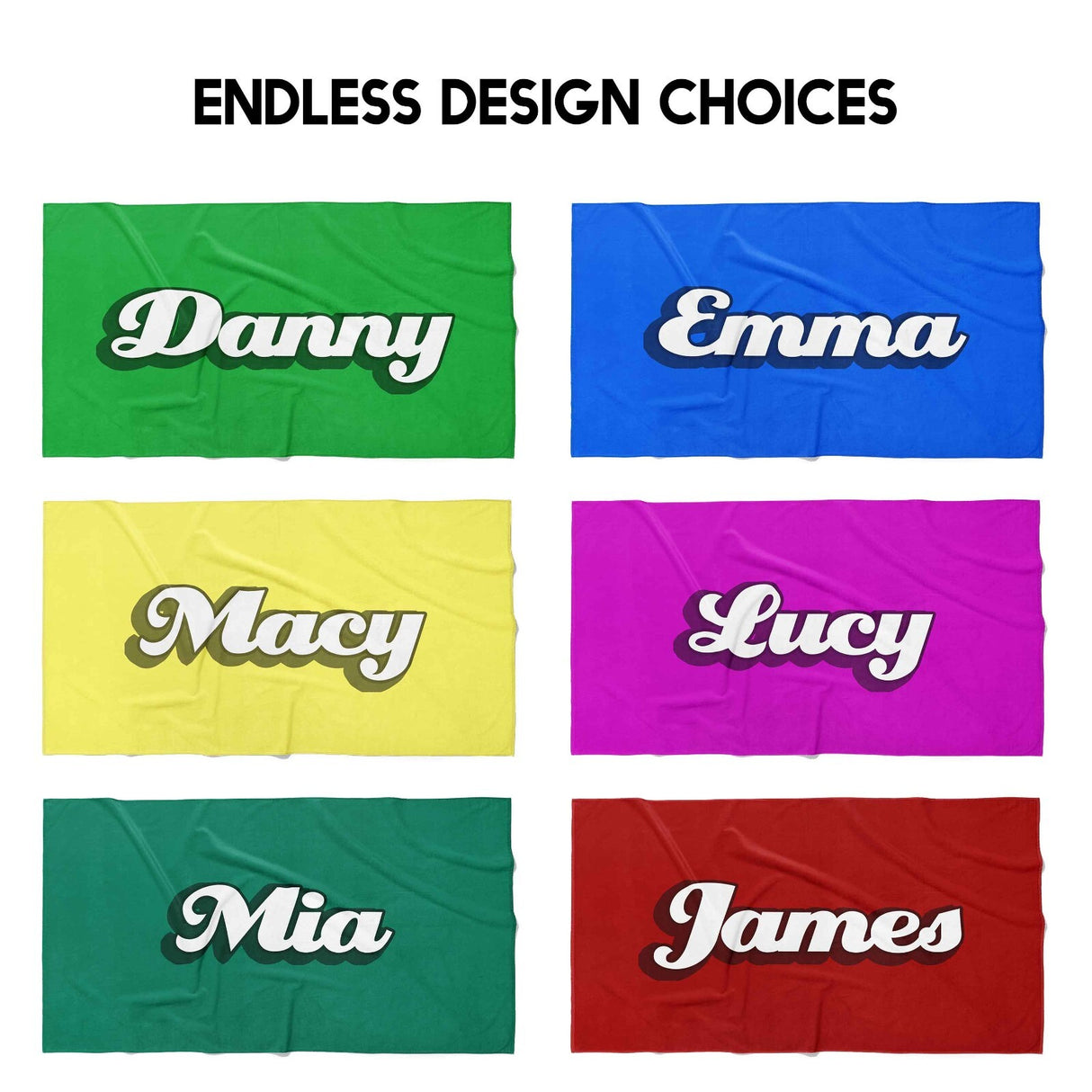 Personalised Custom Name Funky Font Any Background Colour Beach Bath Sheet Towel