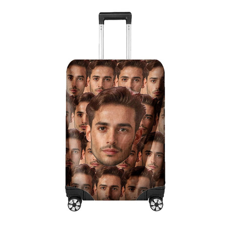 Face All Over Funny Custom Luggage Cover Personalised Suitcase Wrap Unique Gift