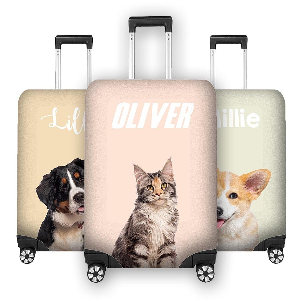 Pet Photo Name Custom Gift Travel Luggage Cover Personalise Suitcase Wrap Unique