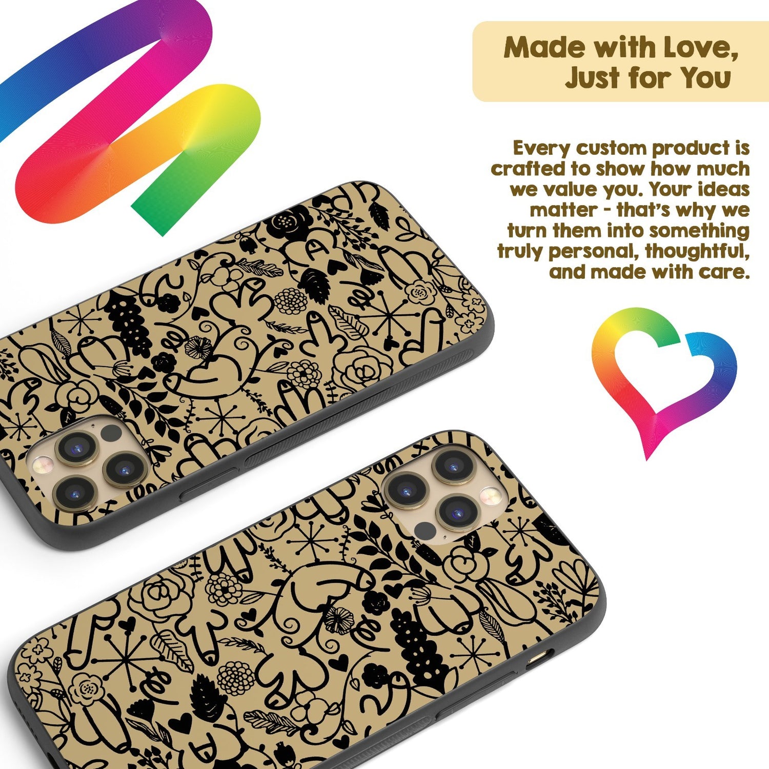 Floral Willy Personalised Custom Rude Funny Cover - Printed iPhone Black Case