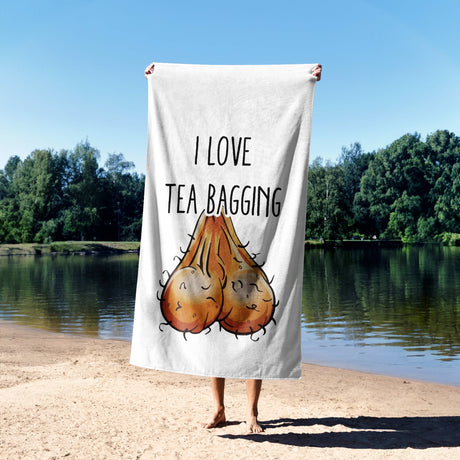I Love Teabagging Funny Joke Custom Coloured Naughty Beach Bath Sheet Towel
