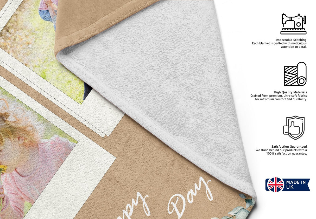 Upload Your Own Photos Mother's Day Warm Fleece Memory Blanket Throw Decoration