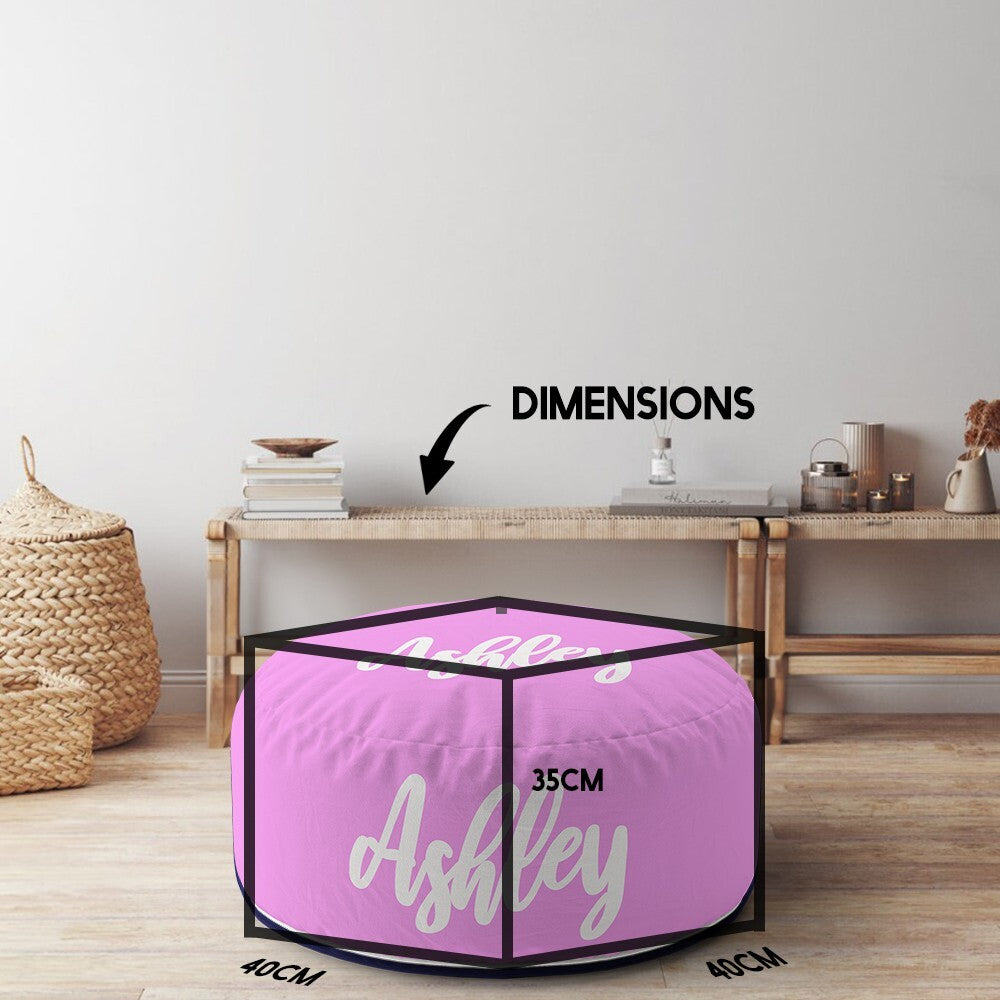 Personalised Custom Name Colour Script Font Ottoman Filled Pouffe Washable Cover
