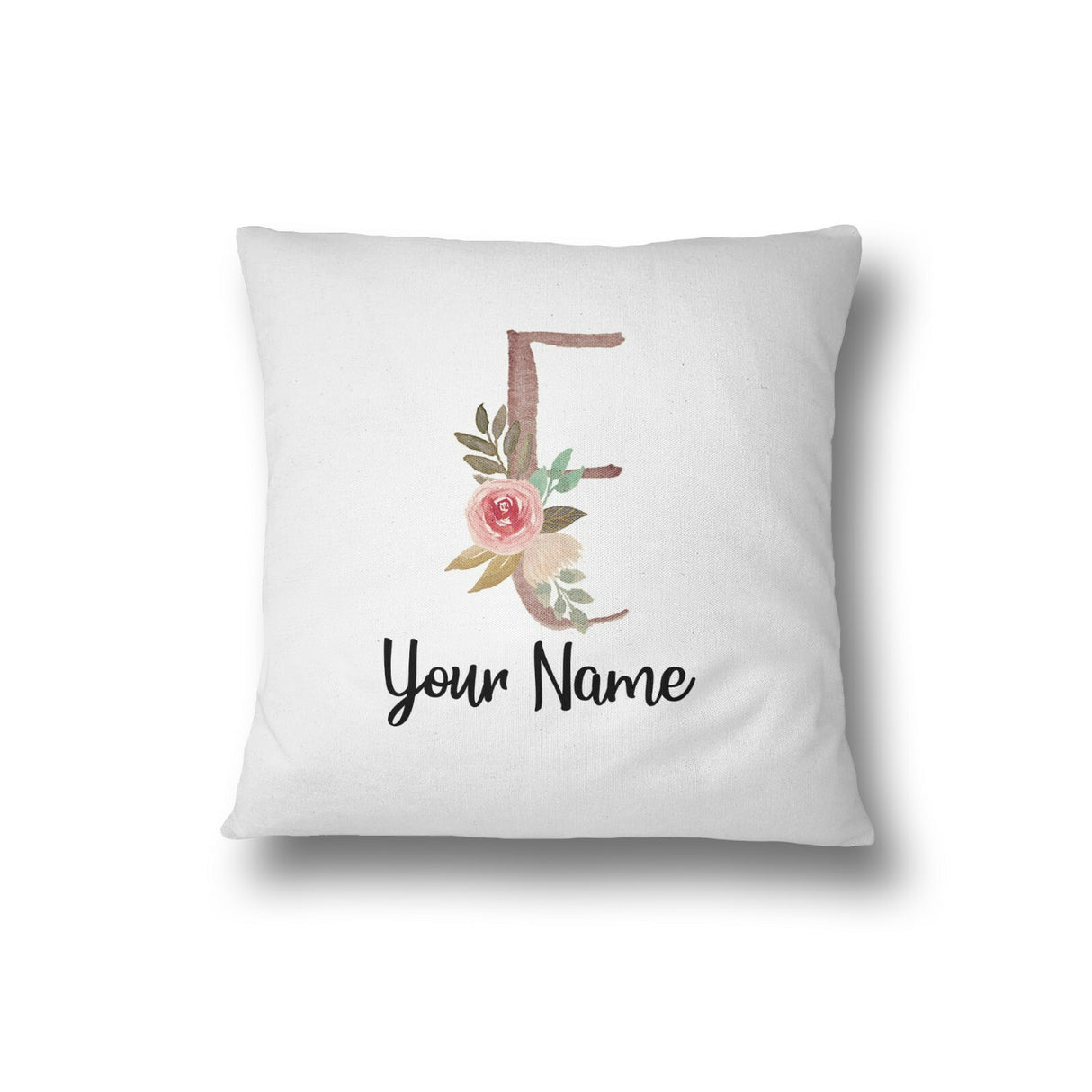 Personalised Floral Watercolour Hand Paint Effect Alphabet Floral Name Cushion