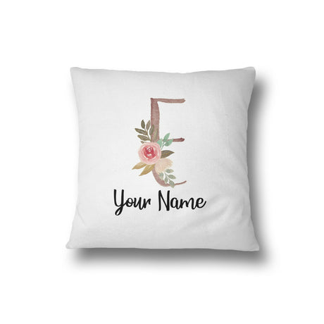 Personalised Floral Watercolour Hand Paint Effect Alphabet Floral Name Cushion