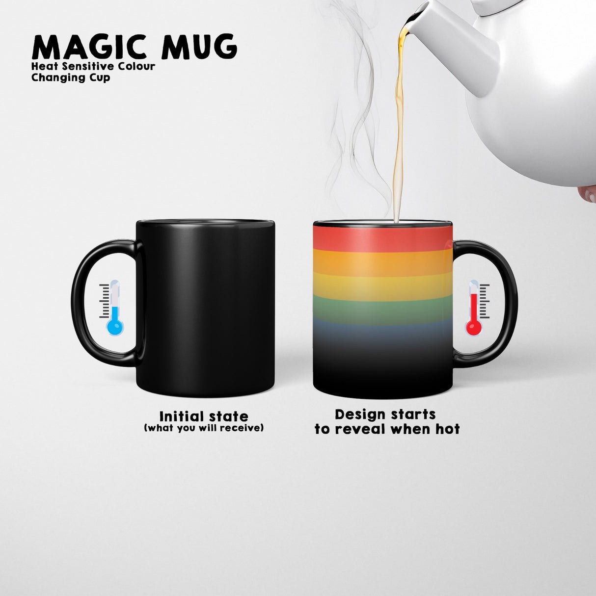 LGBTQ+ Pride Flag Tea Coffee Gift Heat Sensitive Magic Colour Changing Mug Cup