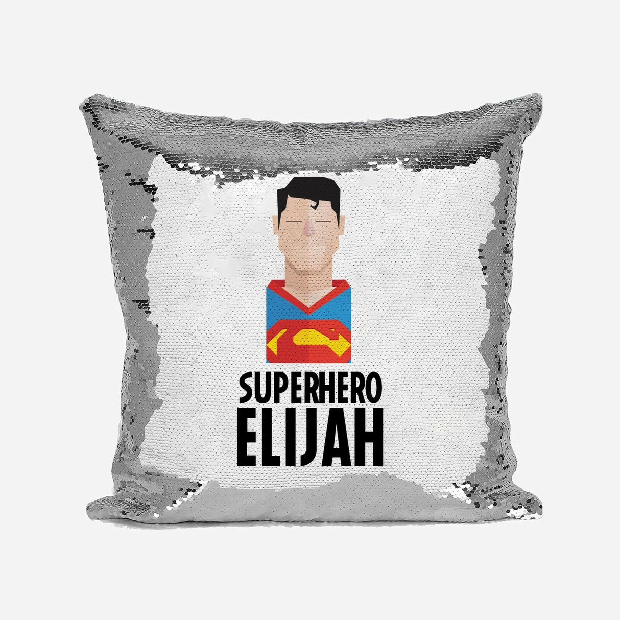 Superhero Personalised Name Kids Boys Sequin Magic Cushion Cover + Pillow
