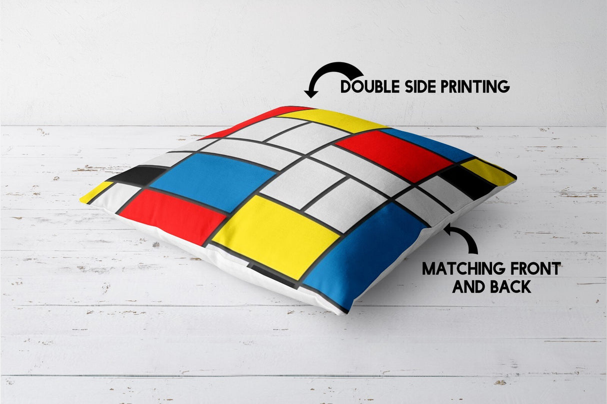 Piet Mondrian Art Artists Custom Made Coloured Novelty Square Filled Cushion