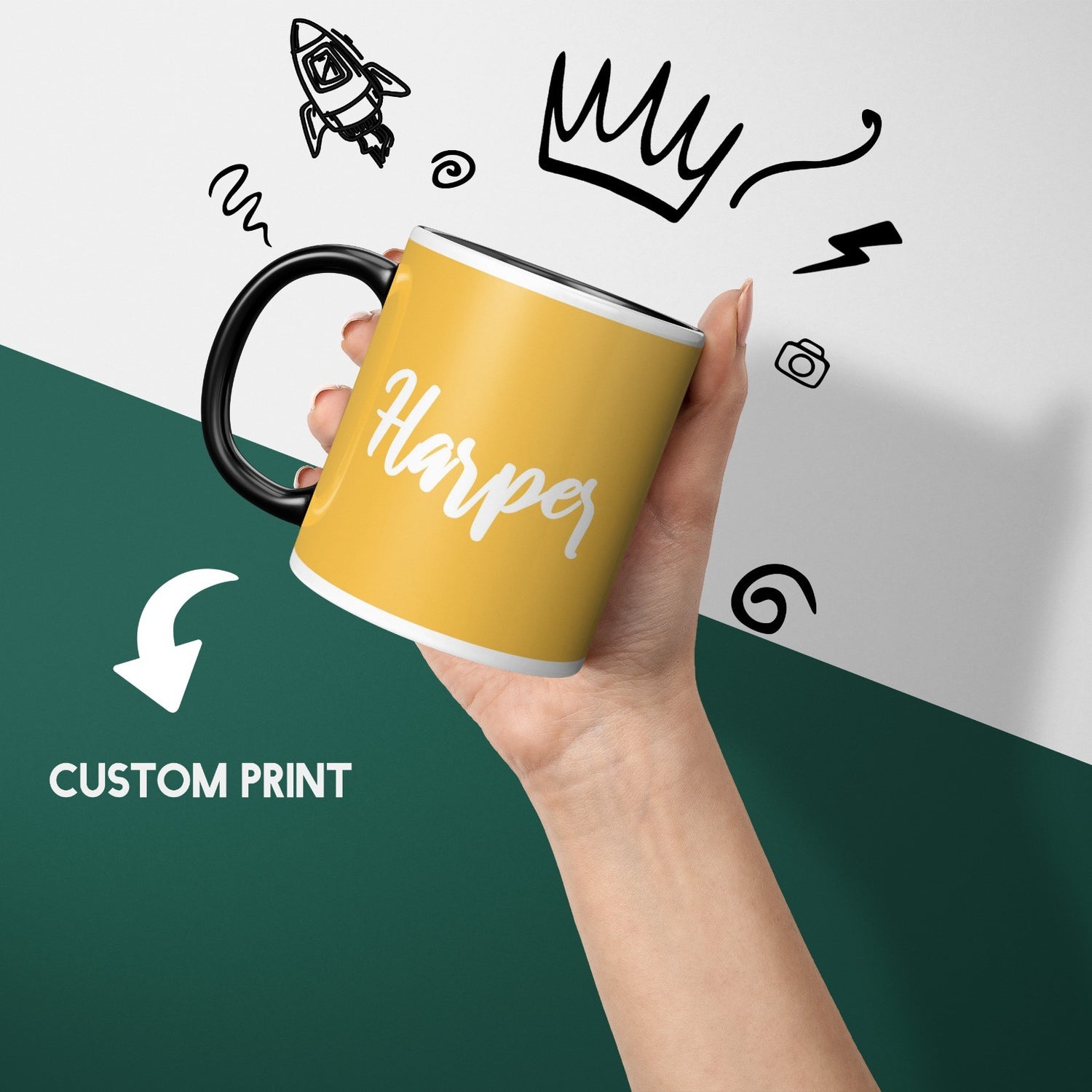 Personalised Custom Name Plain Script Font Heat Sensitive Colour Changing Mug