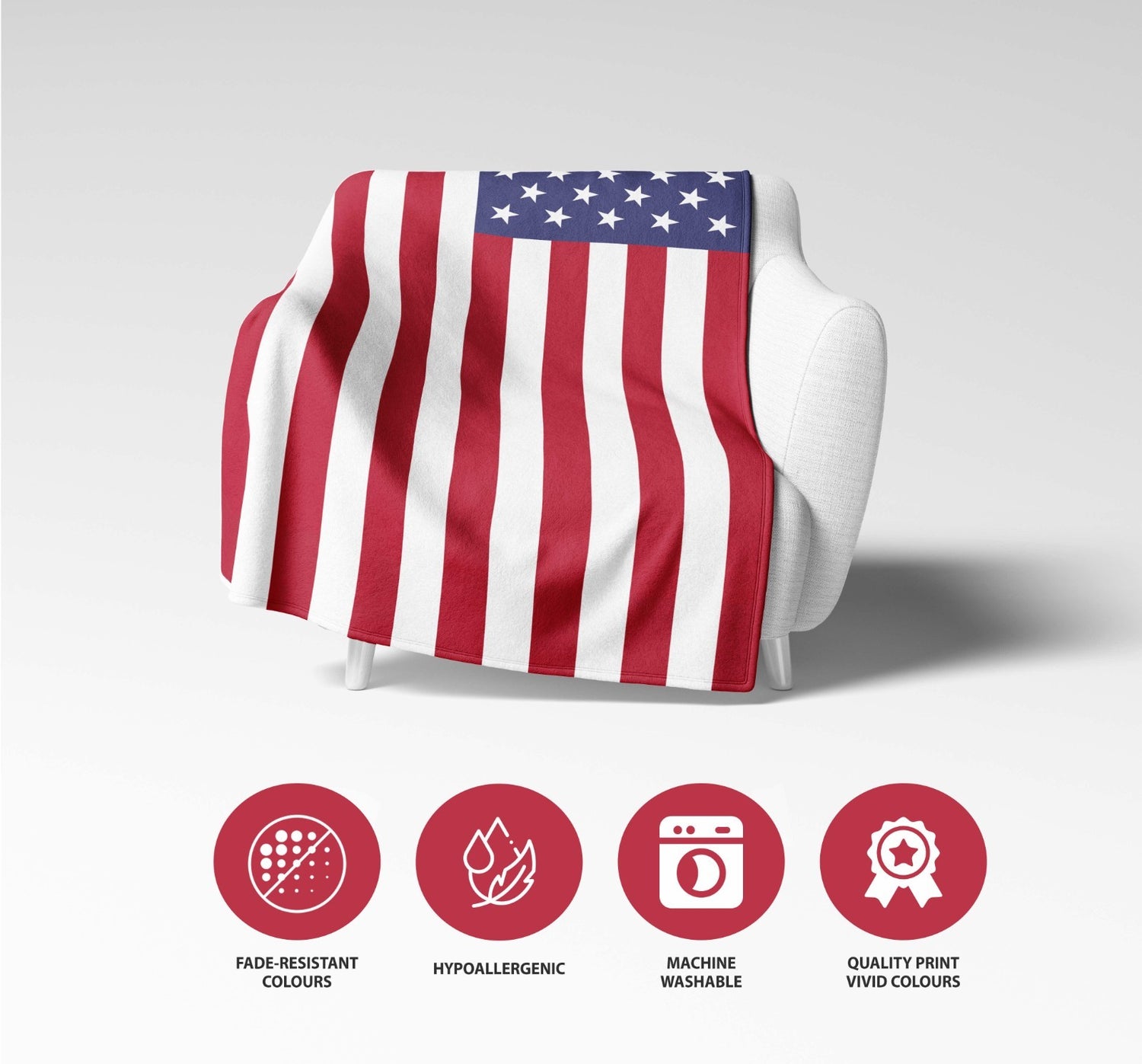 USA Flag America Fleece Blanket Home Decor Throw Gift Cosy Custom Made Soft