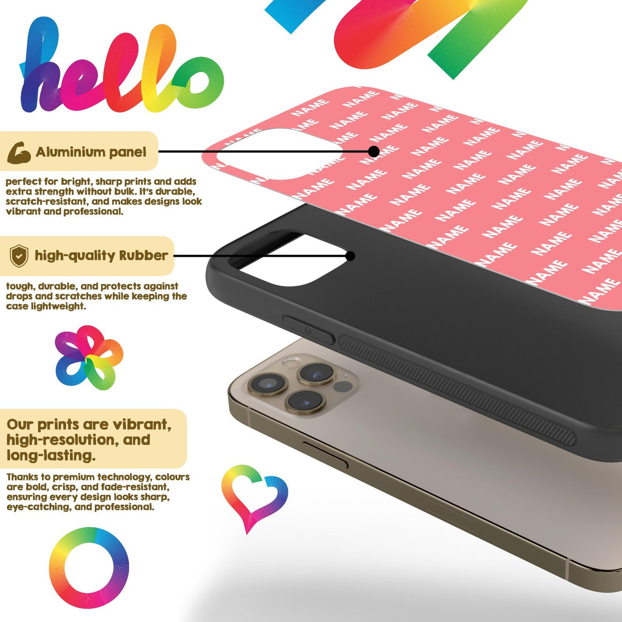 Custom Any Name Colour Font Personalised Customise Printed iPhone Black Case