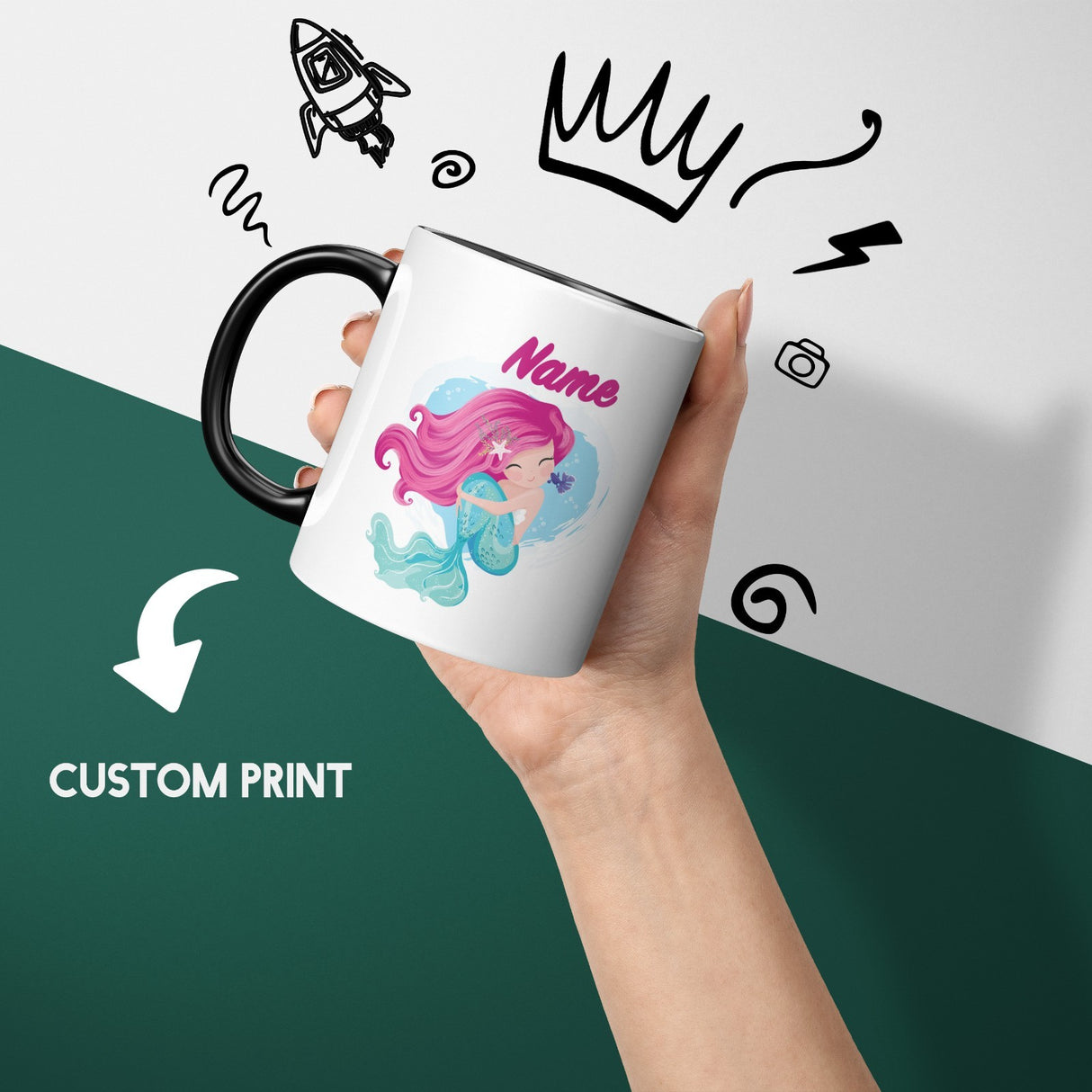 Personalised Custom Name Mermaid Heat Sensitive Colour Changing Novelty Mug