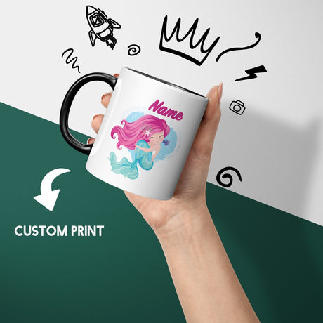 Personalised Custom Name Mermaid Heat Sensitive Colour Changing Novelty Mug