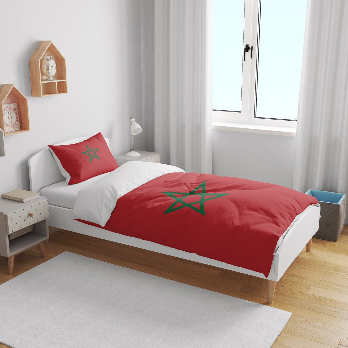 Morocco Flag Cot Bed Duvet Cover Toddler Pillowcase Design Gift Custom Made Cosy