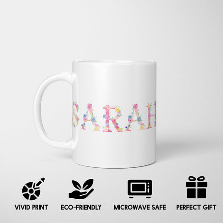 Personalised Pink Floral Alphabet Print Coffee Tea Mug Coaster Gift Him Her Girl