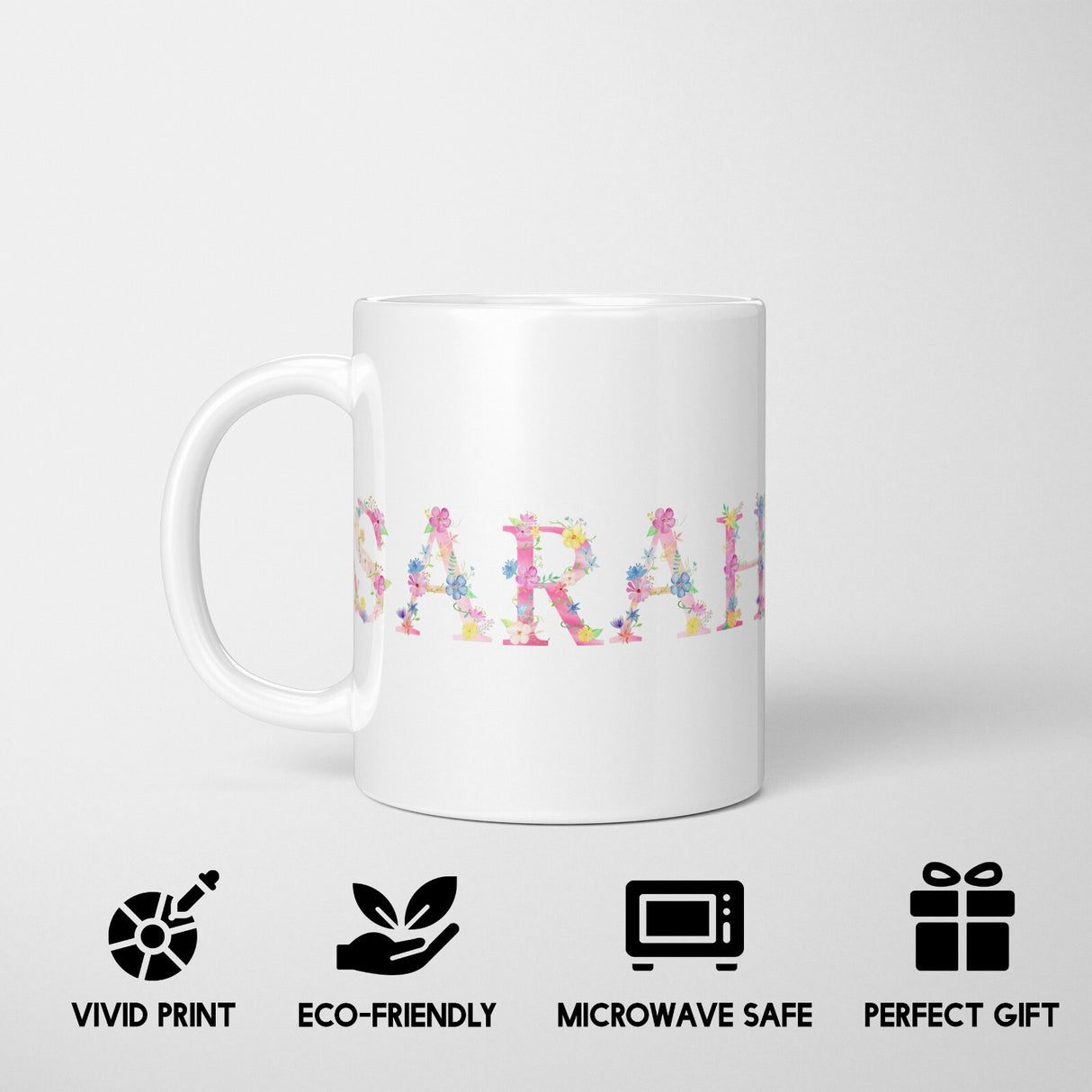 Personalised Pink Floral Alphabet Print Coffee Tea Mug Coaster Gift Him Her Girl