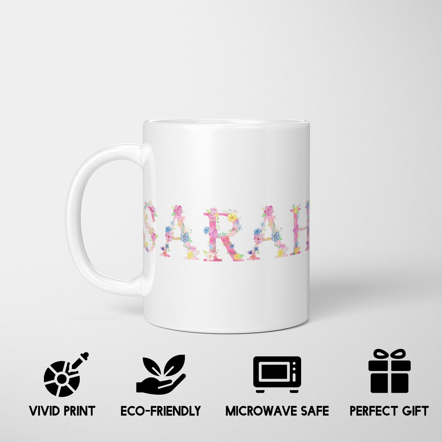 Personalised Pink Floral Alphabet Print Coffee Tea Mug Coaster Gift Him Her Girl