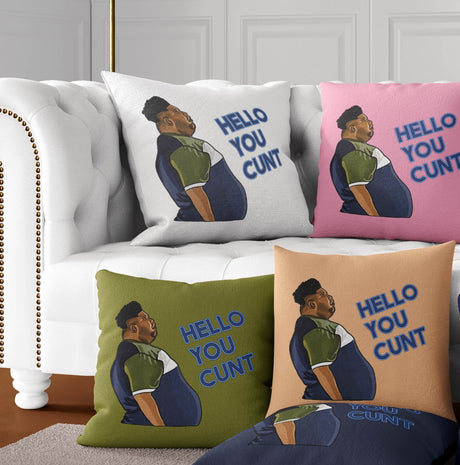 Harvey Hello You C*nt Funny Cheeky Novelty Joke Square Fill Zip Cushion Throw