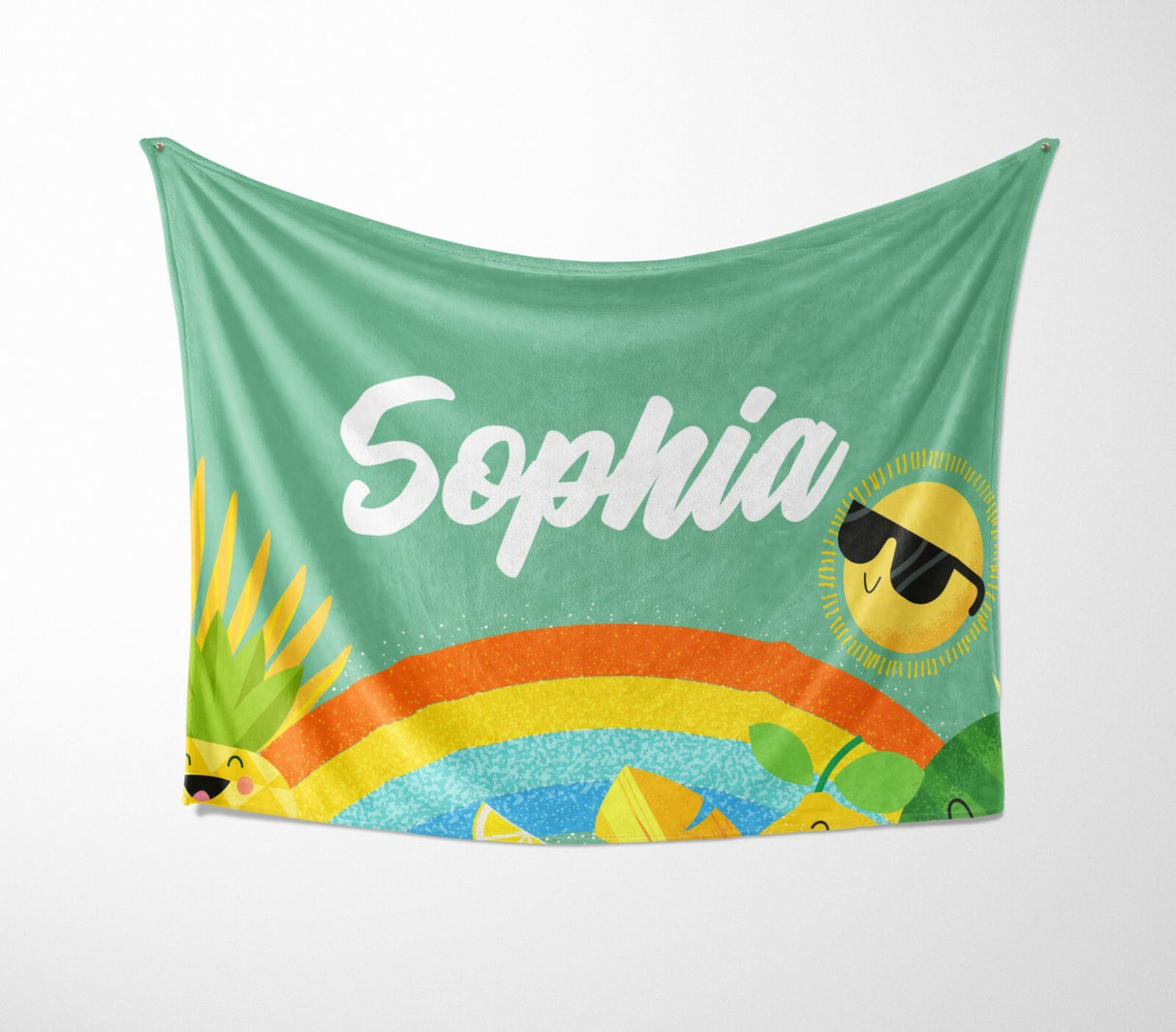 Personalised Custom Name + Colour Summer Design Soft Warm Fleece Blanket Decor