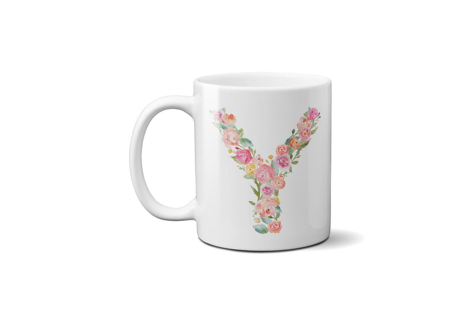 Personalised Alphabet Floral Name Initial Letter Coffee Mug Gift 11oz Ceramic