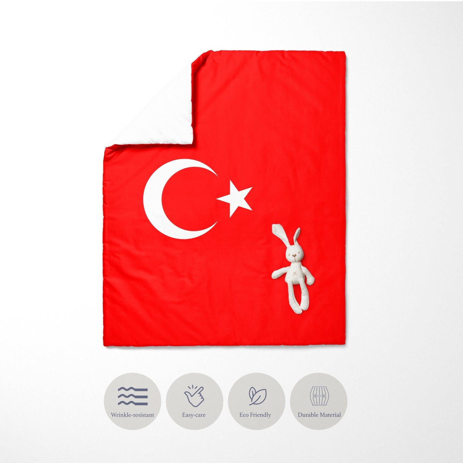 Turkey Flag Turkish Cot Bed Duvet Cover Toddler Pillowcase Design Gift Custom